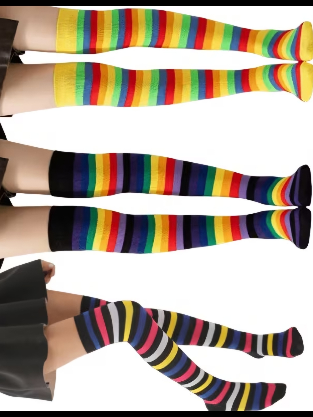 NEW! 🌈 🧦 PRIDE & SOLIDARITY Rainbow Striped HIGH SOCKS CUTE RETRO FUN ONE SIZE - Picture 9 of 9